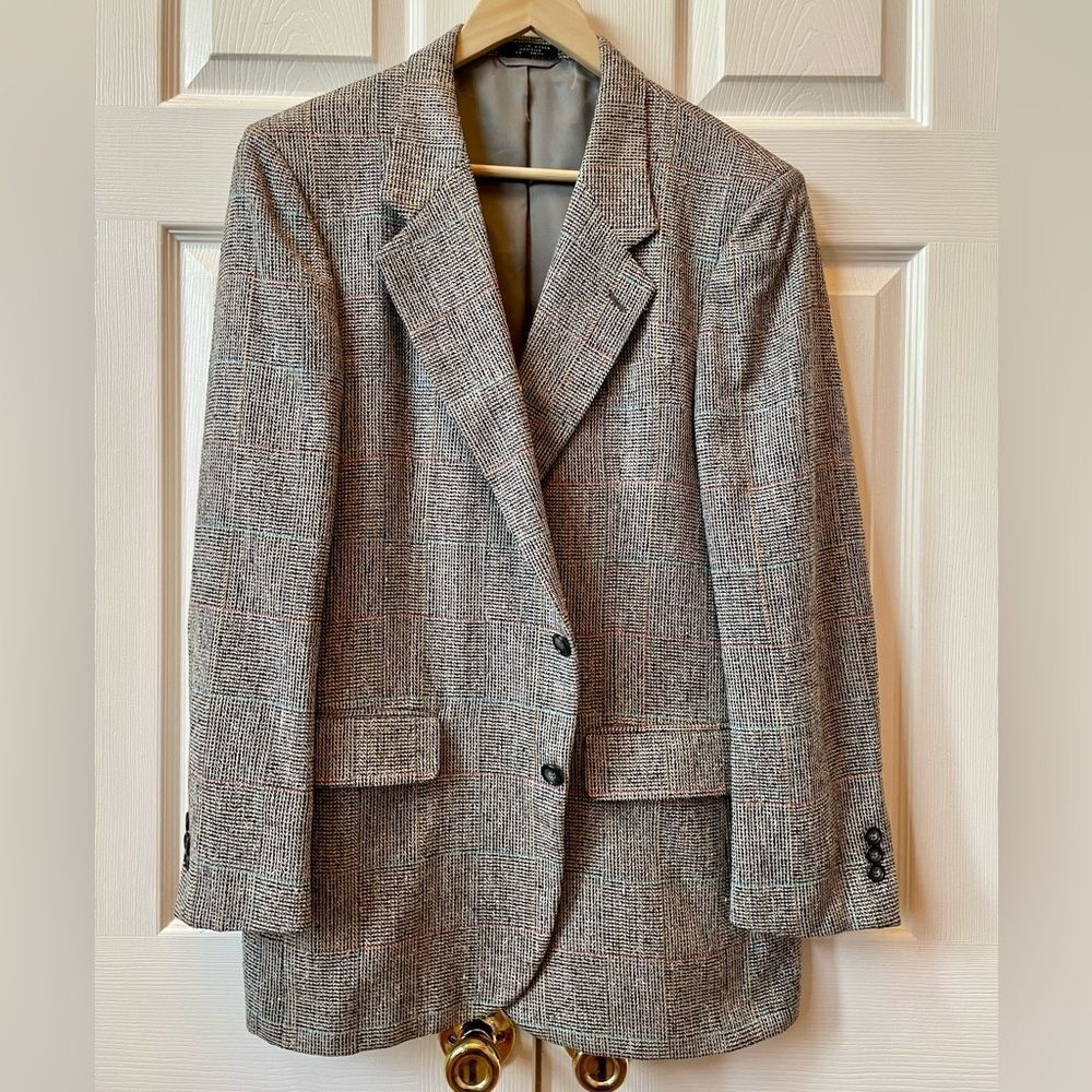 Classic Vintage Gray Tweed Men's Blazer 41R by Brookcraft